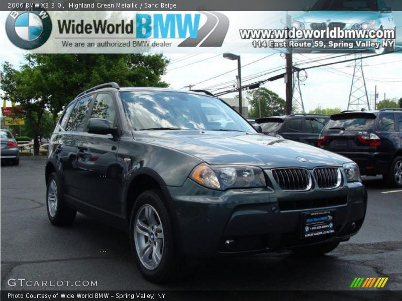Highland Green Metallic / Sand Beige 2006 BMW X3 3.0i