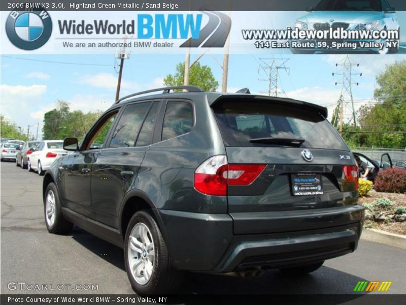 Highland Green Metallic / Sand Beige 2006 BMW X3 3.0i