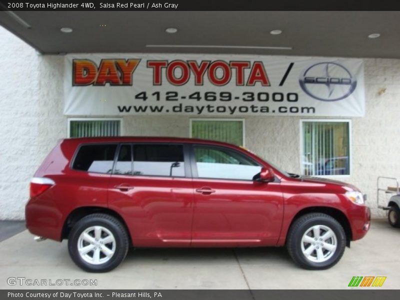 Salsa Red Pearl / Ash Gray 2008 Toyota Highlander 4WD