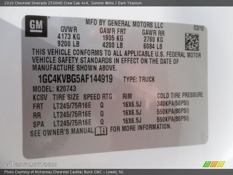 Summit White / Dark Titanium 2010 Chevrolet Silverado 2500HD Crew Cab 4x4