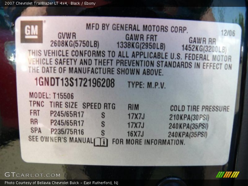 Black / Ebony 2007 Chevrolet TrailBlazer LT 4x4