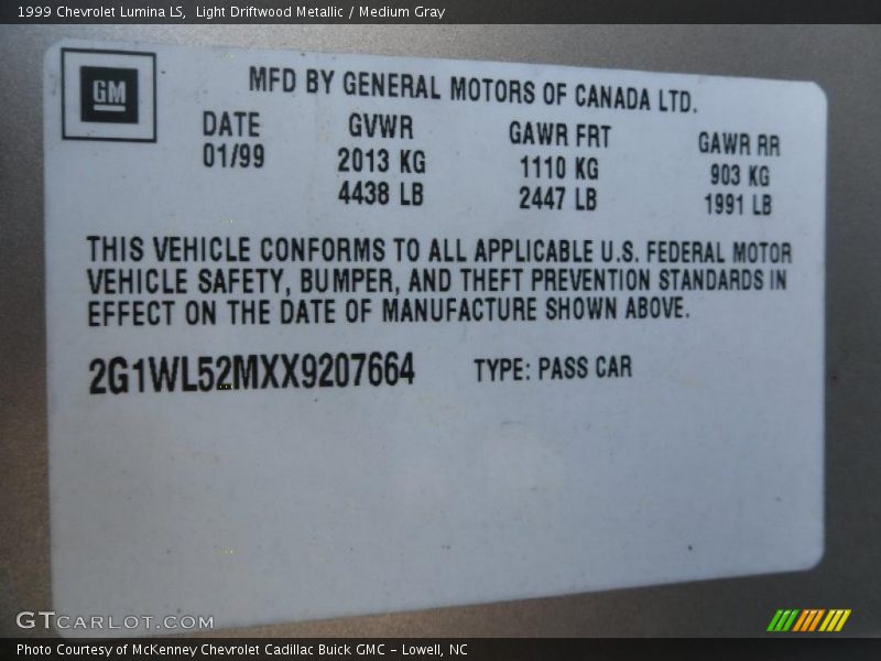 Light Driftwood Metallic / Medium Gray 1999 Chevrolet Lumina LS