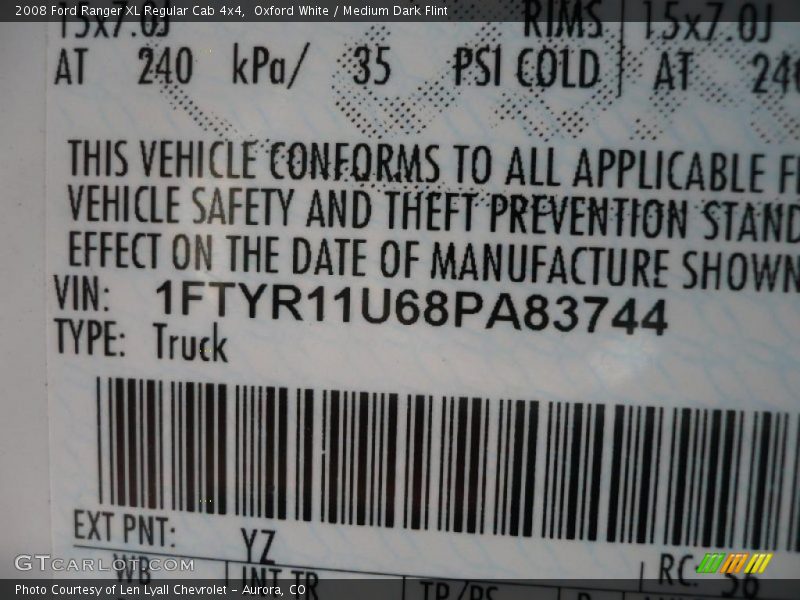 Oxford White / Medium Dark Flint 2008 Ford Ranger XL Regular Cab 4x4