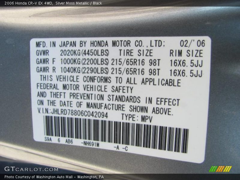 Silver Moss Metallic / Black 2006 Honda CR-V EX 4WD