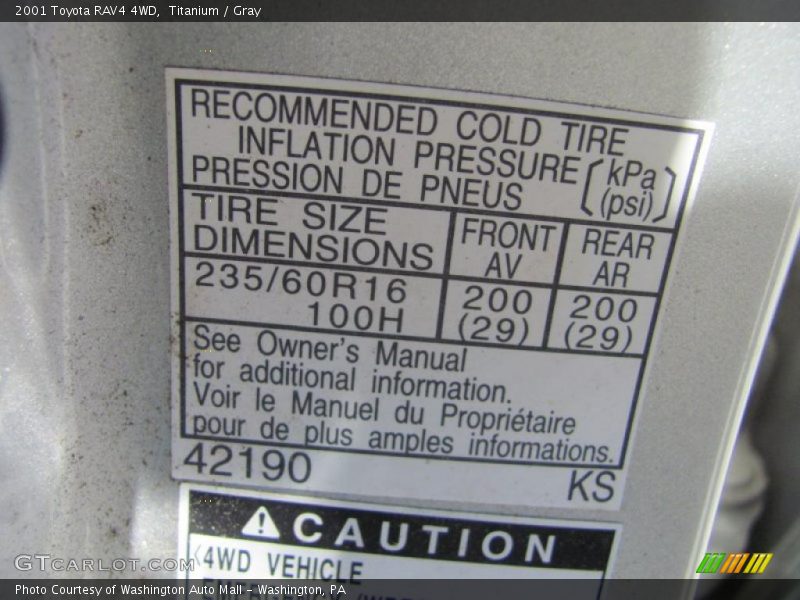 Titanium / Gray 2001 Toyota RAV4 4WD