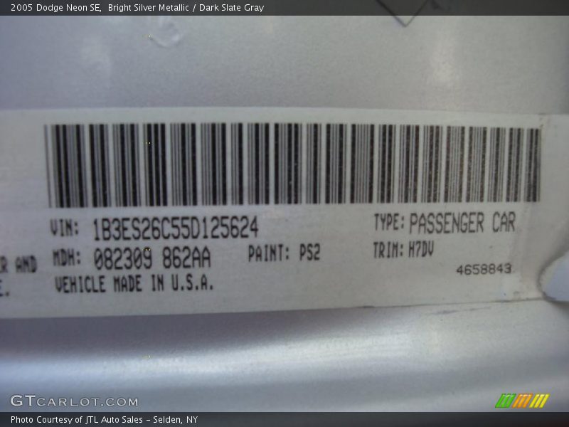 Bright Silver Metallic / Dark Slate Gray 2005 Dodge Neon SE