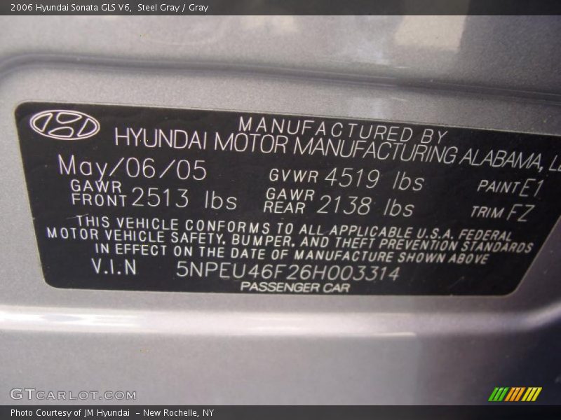 Steel Gray / Gray 2006 Hyundai Sonata GLS V6
