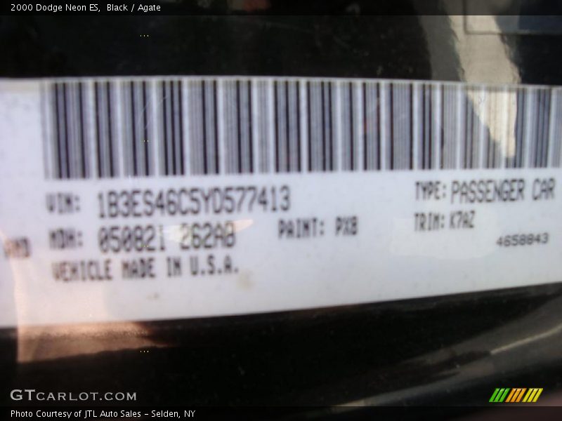 Black / Agate 2000 Dodge Neon ES