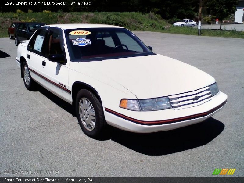 White / Red 1991 Chevrolet Lumina Euro Sedan