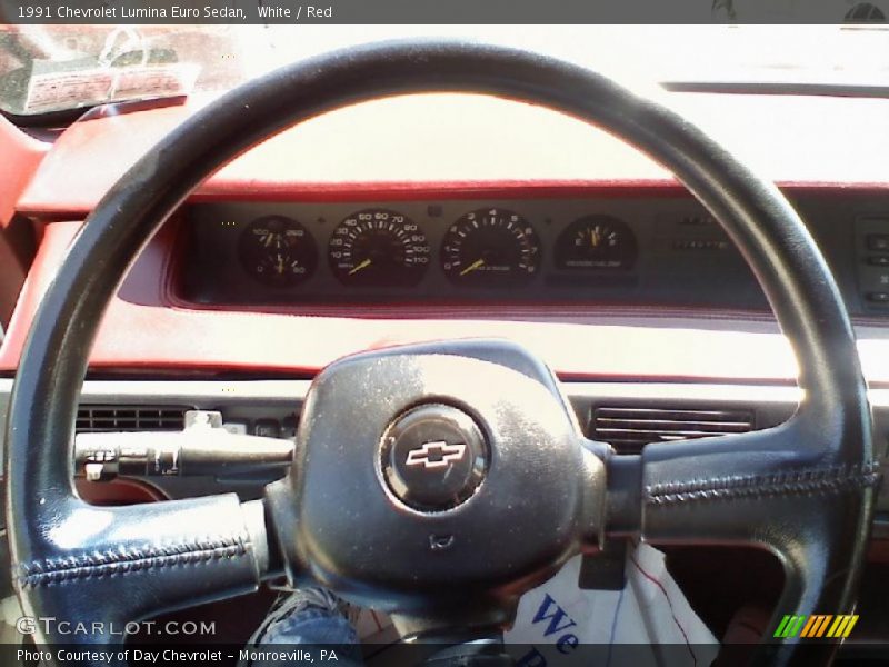 White / Red 1991 Chevrolet Lumina Euro Sedan
