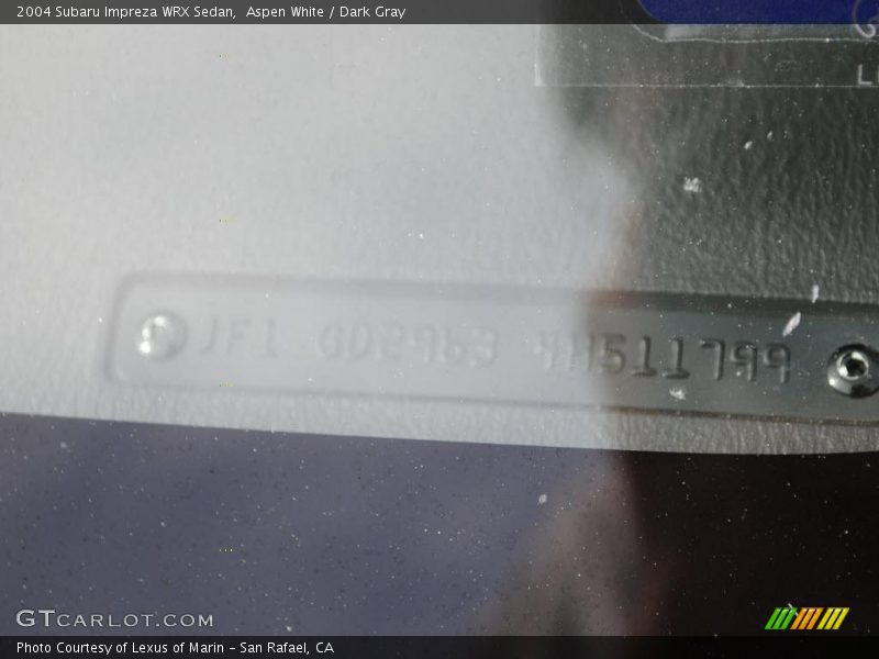 Aspen White / Dark Gray 2004 Subaru Impreza WRX Sedan