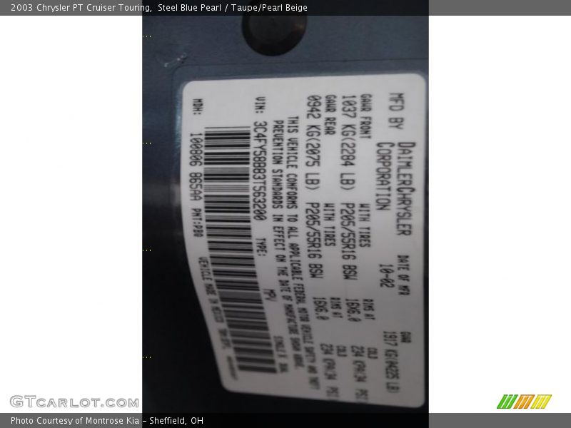 Steel Blue Pearl / Taupe/Pearl Beige 2003 Chrysler PT Cruiser Touring
