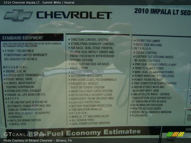 Summit White / Neutral 2010 Chevrolet Impala LT