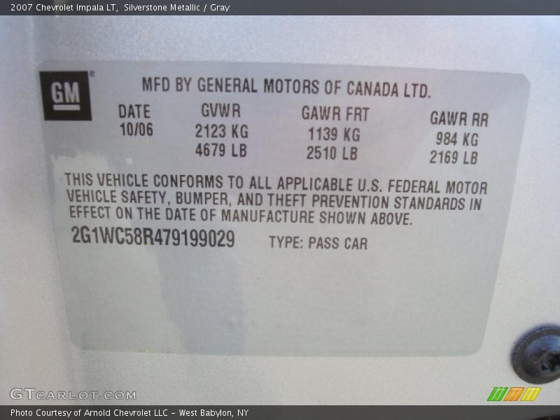 Silverstone Metallic / Gray 2007 Chevrolet Impala LT