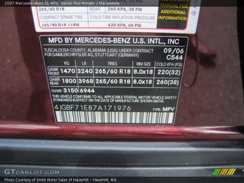 Barolo Red Metallic / Macadamia 2007 Mercedes-Benz GL 450