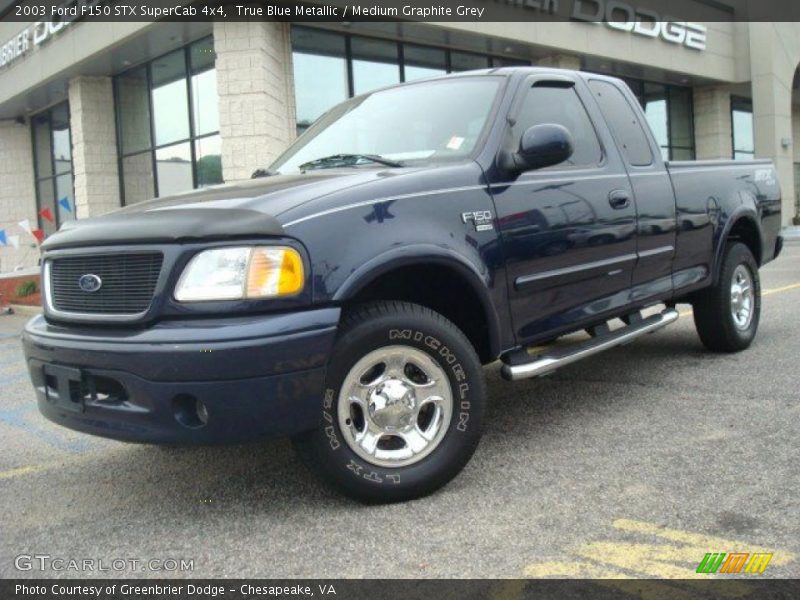 True Blue Metallic / Medium Graphite Grey 2003 Ford F150 STX SuperCab 4x4