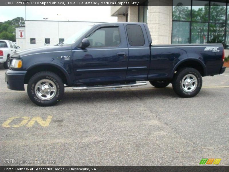 True Blue Metallic / Medium Graphite Grey 2003 Ford F150 STX SuperCab 4x4