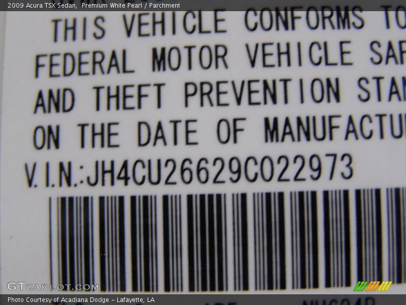 Premium White Pearl / Parchment 2009 Acura TSX Sedan