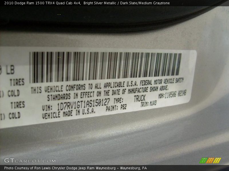 Bright Silver Metallic / Dark Slate/Medium Graystone 2010 Dodge Ram 1500 TRX4 Quad Cab 4x4