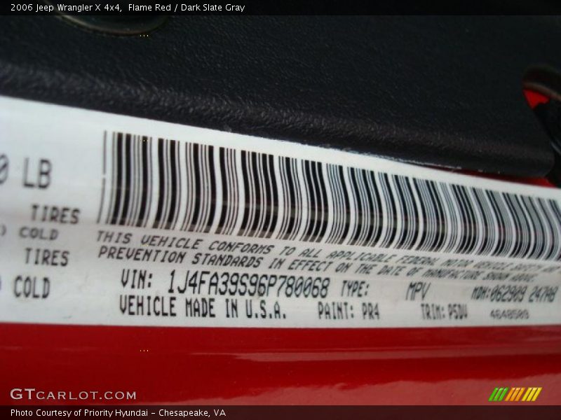 Flame Red / Dark Slate Gray 2006 Jeep Wrangler X 4x4