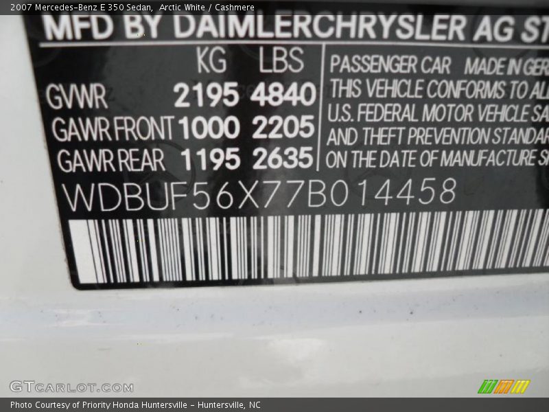 Arctic White / Cashmere 2007 Mercedes-Benz E 350 Sedan