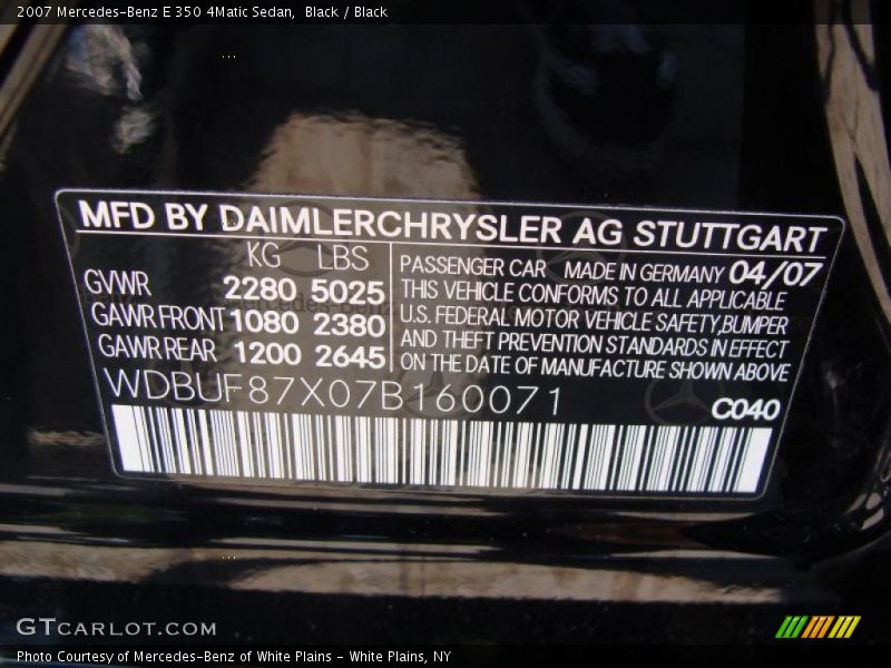 Black / Black 2007 Mercedes-Benz E 350 4Matic Sedan