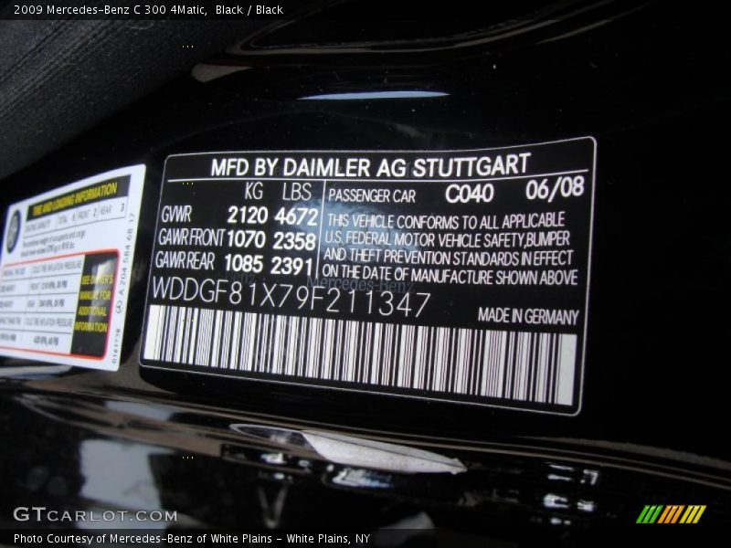 Black / Black 2009 Mercedes-Benz C 300 4Matic