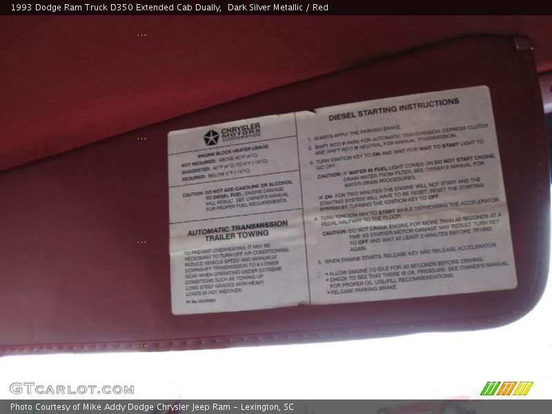 Dark Silver Metallic / Red 1993 Dodge Ram Truck D350 Extended Cab Dually