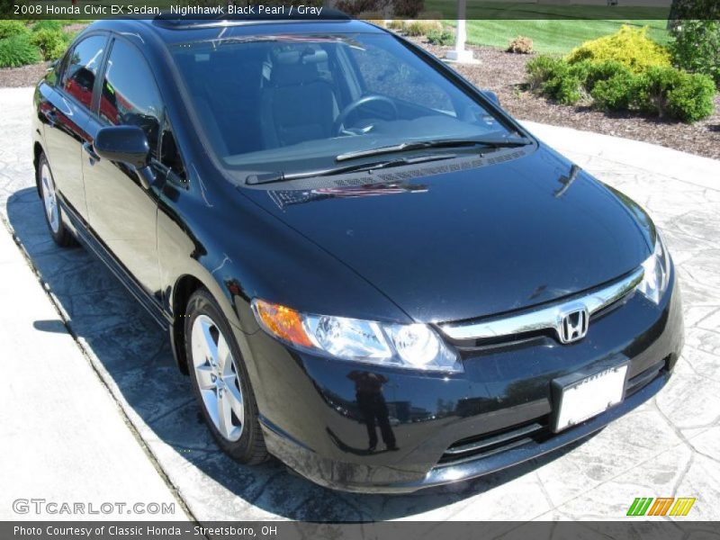 Nighthawk Black Pearl / Gray 2008 Honda Civic EX Sedan