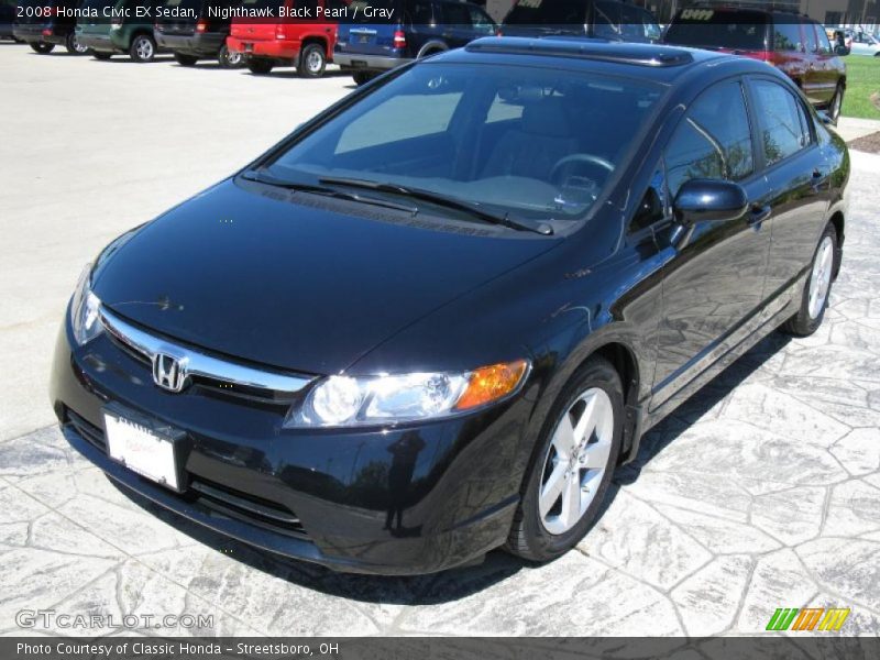 Nighthawk Black Pearl / Gray 2008 Honda Civic EX Sedan