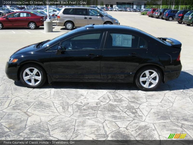 Nighthawk Black Pearl / Gray 2008 Honda Civic EX Sedan
