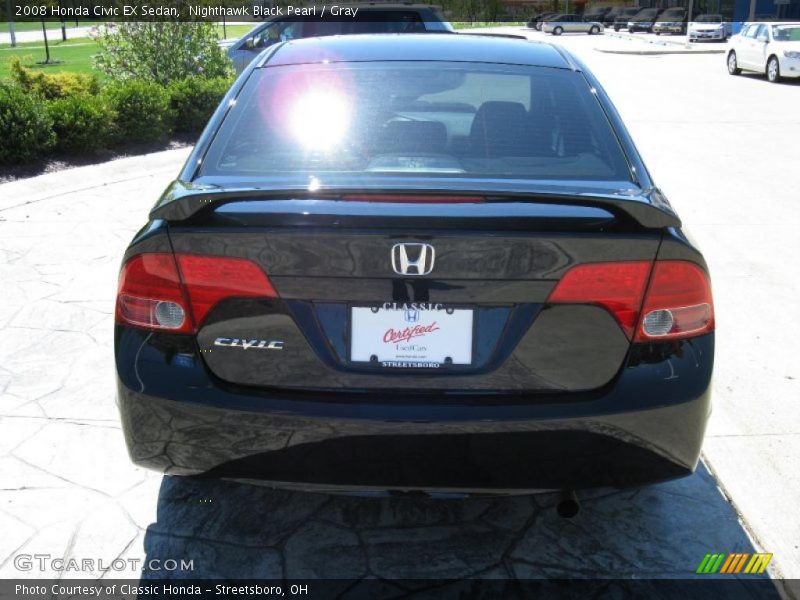 Nighthawk Black Pearl / Gray 2008 Honda Civic EX Sedan