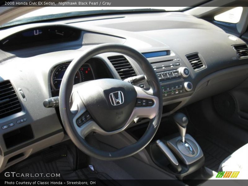 Nighthawk Black Pearl / Gray 2008 Honda Civic EX Sedan