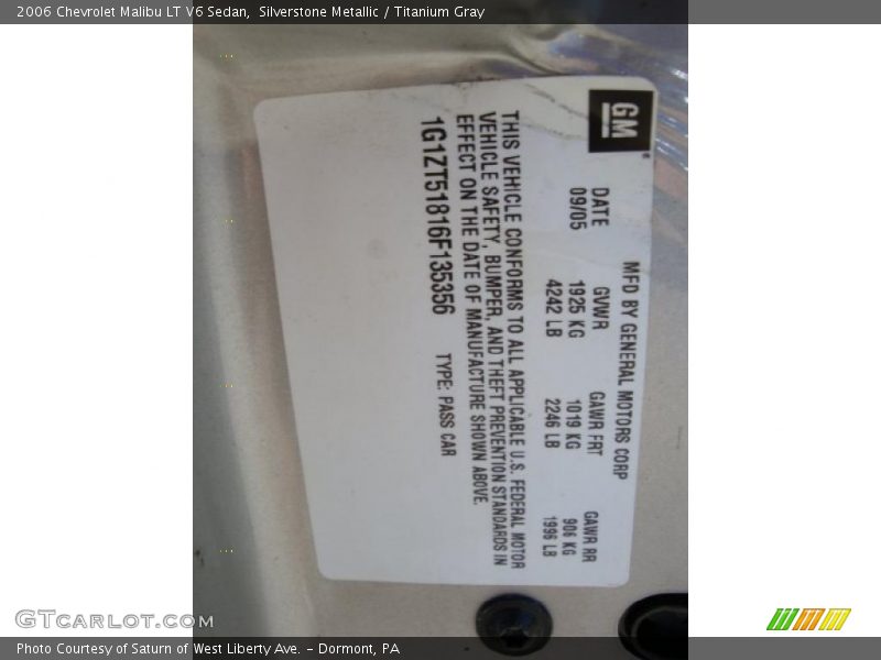 Silverstone Metallic / Titanium Gray 2006 Chevrolet Malibu LT V6 Sedan