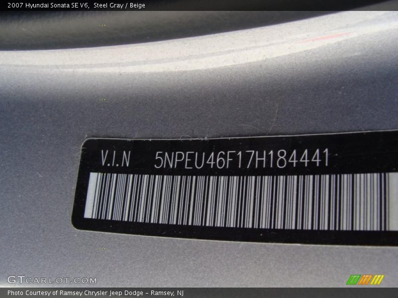 Steel Gray / Beige 2007 Hyundai Sonata SE V6