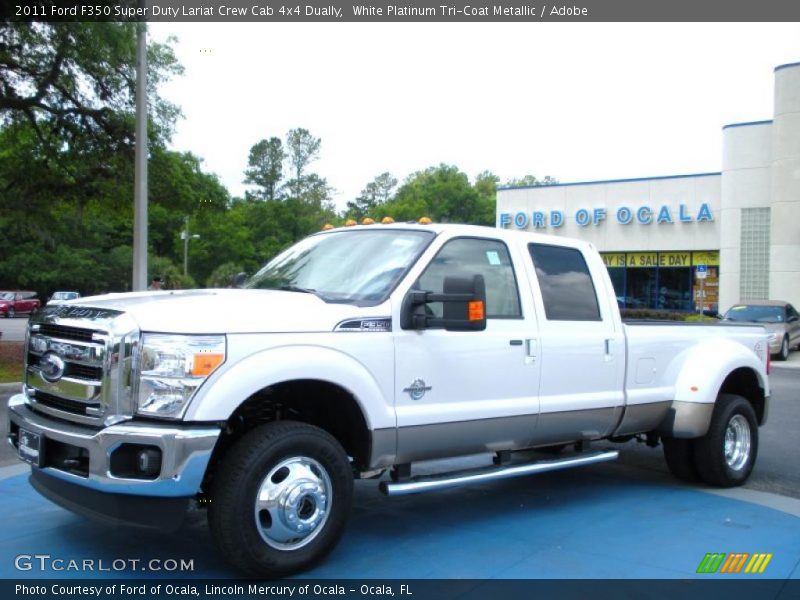 White Platinum Tri-Coat Metallic / Adobe 2011 Ford F350 Super Duty Lariat Crew Cab 4x4 Dually
