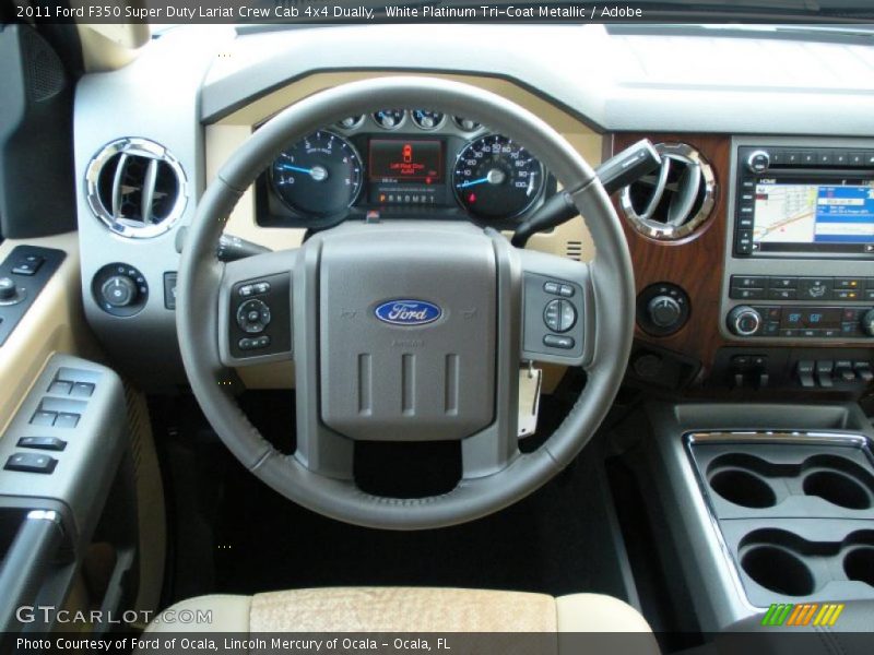 White Platinum Tri-Coat Metallic / Adobe 2011 Ford F350 Super Duty Lariat Crew Cab 4x4 Dually