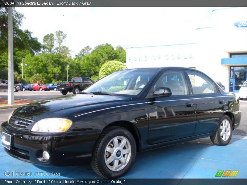 Ebony Black / Gray 2004 Kia Spectra LS Sedan