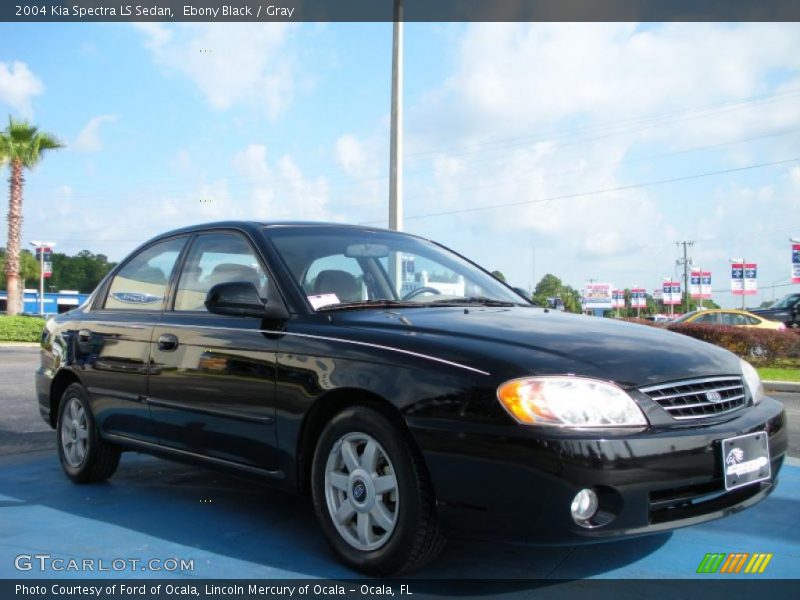 Ebony Black / Gray 2004 Kia Spectra LS Sedan