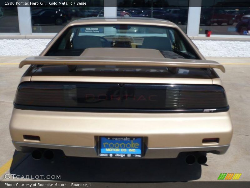 Gold Metallic / Beige 1986 Pontiac Fiero GT