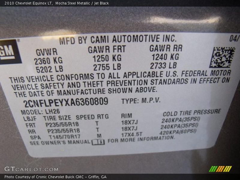 Mocha Steel Metallic / Jet Black 2010 Chevrolet Equinox LT