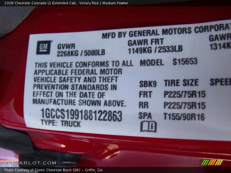 Victory Red / Medium Pewter 2008 Chevrolet Colorado LS Extended Cab