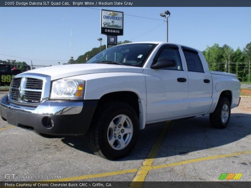 Bright White / Medium Slate Gray 2005 Dodge Dakota SLT Quad Cab