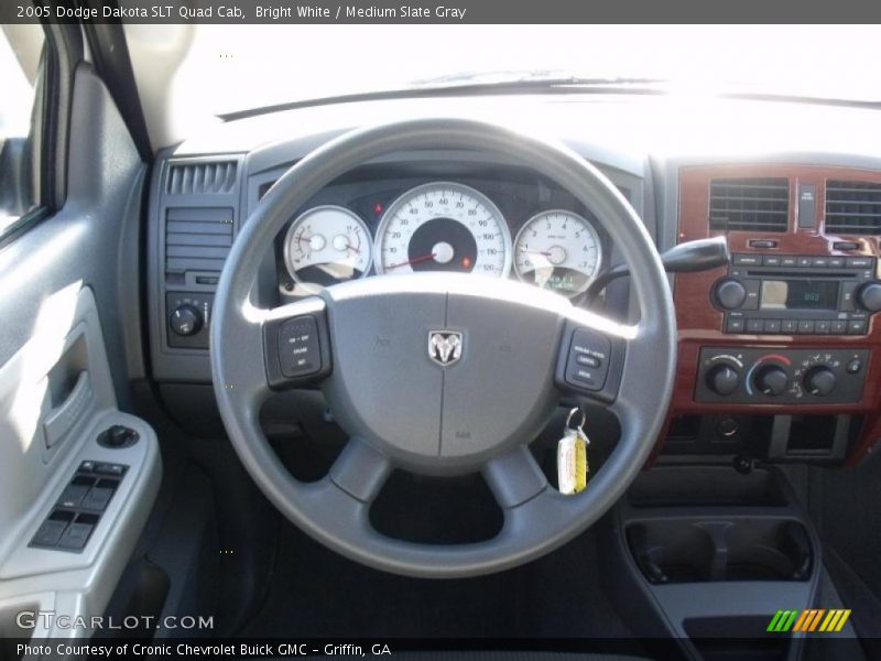 Bright White / Medium Slate Gray 2005 Dodge Dakota SLT Quad Cab