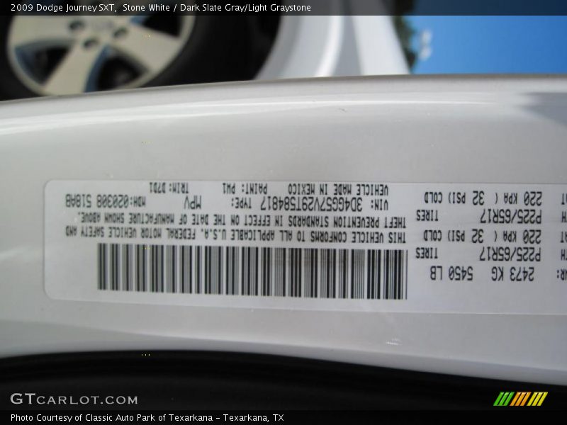 Stone White / Dark Slate Gray/Light Graystone 2009 Dodge Journey SXT