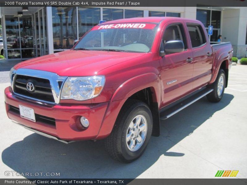 Impulse Red Pearl / Taupe 2008 Toyota Tacoma V6 SR5 Double Cab 4x4