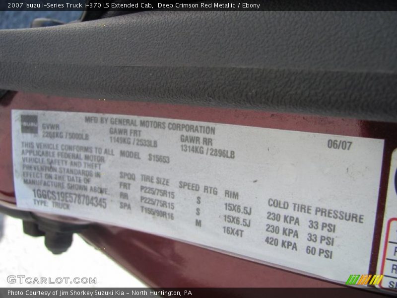 Deep Crimson Red Metallic / Ebony 2007 Isuzu i-Series Truck i-370 LS Extended Cab