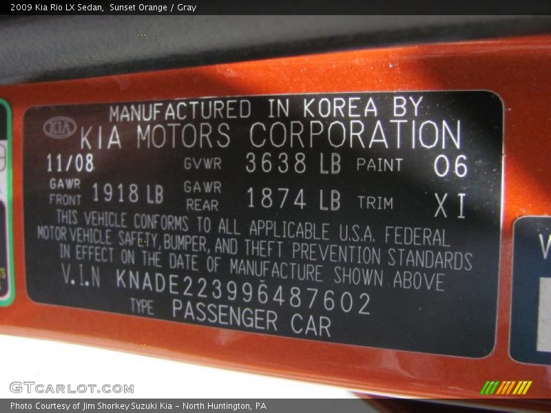 Sunset Orange / Gray 2009 Kia Rio LX Sedan