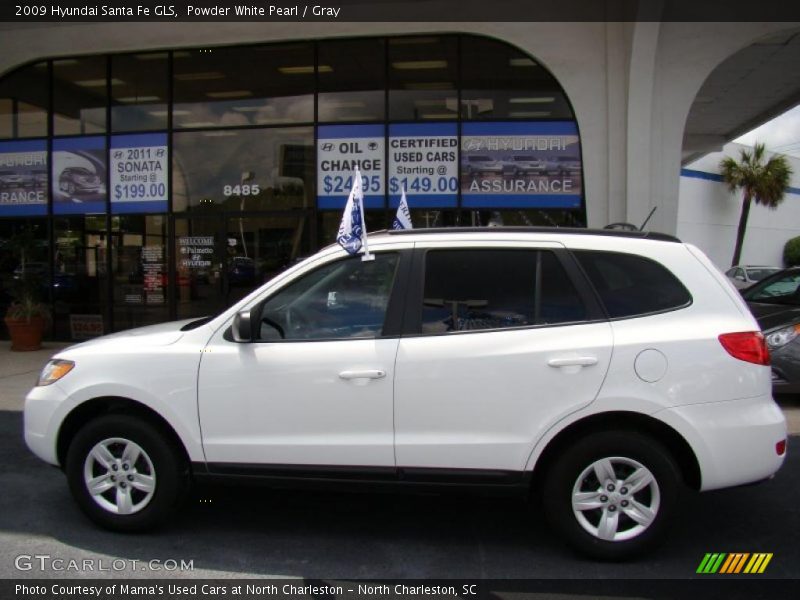 Powder White Pearl / Gray 2009 Hyundai Santa Fe GLS