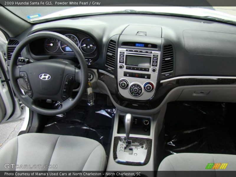 Powder White Pearl / Gray 2009 Hyundai Santa Fe GLS